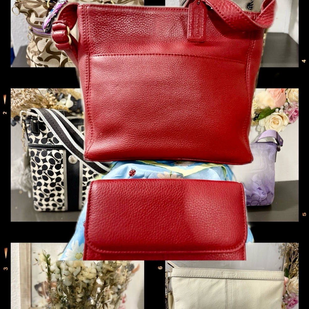 Coach Red Crossbody Bag with Gold Accents